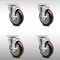 Service Caster 5 Inch SS Maroon Polyurethane Swivel Top Plate Caster Set with Brake SCC SCC-SS20S514-PPUB-MRN-TLB-4 - alternate 1